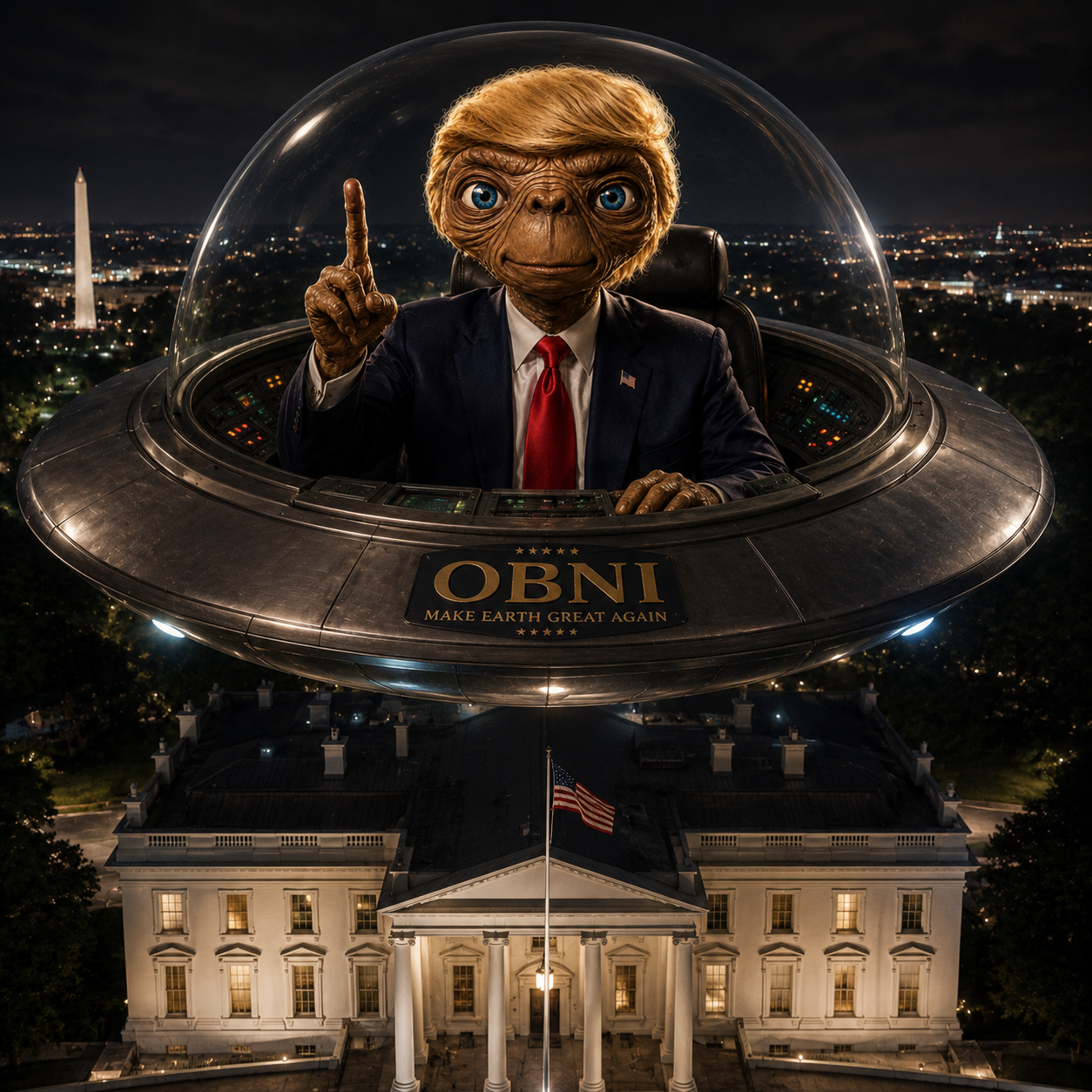 OBNI One hovers over the White House: 'I built this'
